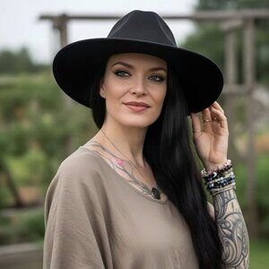 Windsor ✦ Wide Brim Fedora ✦ Black w/ Thick Braided Band Lightweight Poly